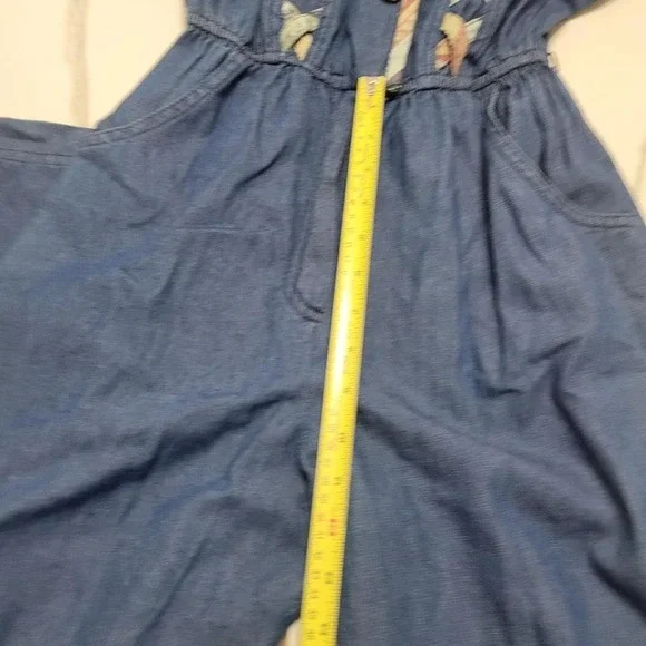 Vintage blue denim cottagecire jumpsuit with quikted details and pockets 90s - Picture 8 of 8